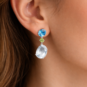Blue Topaz Double-Stone Sterling Silver Earrings – SES004