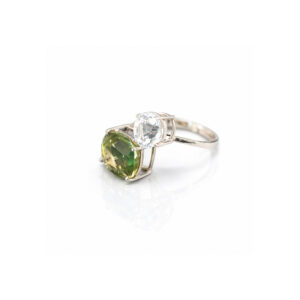 Lemon Quartz and White Topaz Toi et Moi Ring- SR011