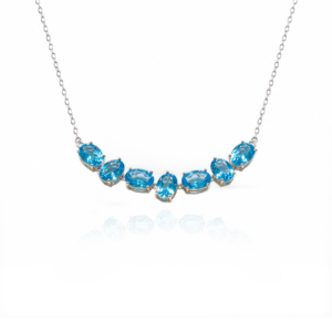 Silver Blue Stoned Necklace