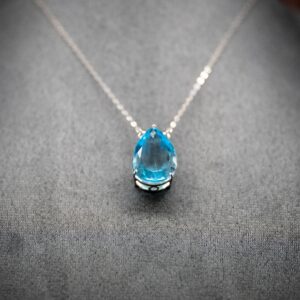 Silver blue stoned Necklace -SNL003