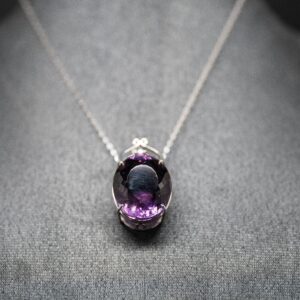 Silver Purple Stoned Necklace - SNL004