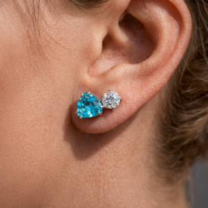 Swiss Blue Topaz & White Topaz Sterling Silver Earrings – SES014