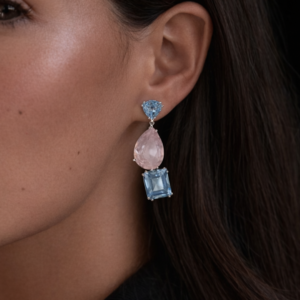 Blue Topaz & Rose Quartz Sterling Silver Earrings – SES008
