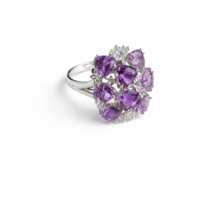 Amethyst & White Topaz Sterling Silver Ring – SR-029