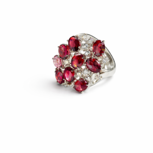 Garnet & White Topaz Sterling Silver Ring – SR032