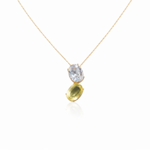 Double-Stone 18KT Yellow Gold Pendant – 18KYPE005