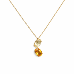 Double-Stone 18KT Yellow Gold Pendant – 18KYPE006