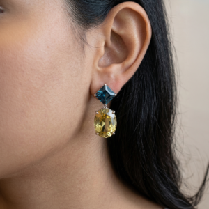 Olive Quartz & London Blue Sterling Silver Earrings – SES023