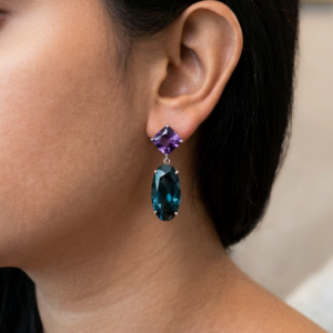 Amethyst-Cushion & London Blue -Cushion Sterling Silver Earrings – SES021