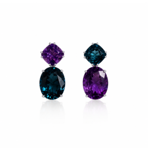 Silver Earring London Blue Topaz Cushion/Oval (1) Amethyst cushion/Oval (1)