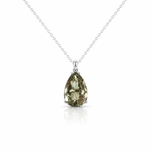 Green Amethyst pear Silver pendant