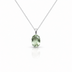 Green Amethyst Oval Silver pendant