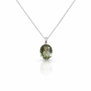 Green Amethyst Oval Silver pendant