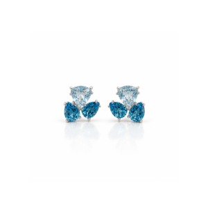 Silver Earring Blue Topaz Pear/ Trilliant (6)