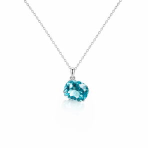 Blue Topaz cushion Silver pendant