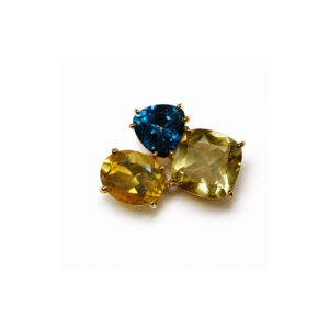 Citrine Oval/Cushion &  London Blue Topaz Trilliant  | Silver Pendant (Gold Plated)