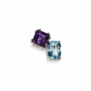Blue Topaz Cushion &  Amethyst cushion | Silver pendant
