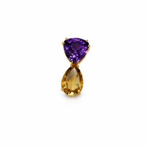 Amethyst Trilliant &  Citrine pear  | Silver pendant (gold plated)