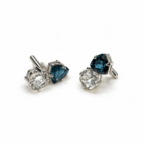 Green Amethyst Cushion & London Blue Topaz Trilliant | Silver Cufflink