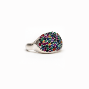 Mix Sapphire Round | Sterling Silver Ring