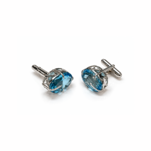 Blue Topaz Oval | Silver Cufflink