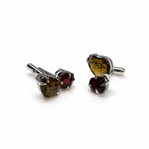 Honey Quartz Ova & Garnet Cushion  | Silver Cufflink