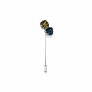 Olive Quartz Cushion& London Blue Topaz Trilliant  | Silver Tie pin