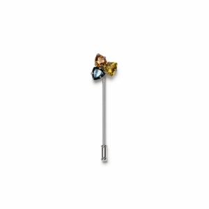 London Blue Topaz & Citrine Trilliant  | Silver Tie pin