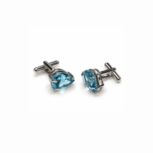 Blue Topaz pear | Silver Cufflink
