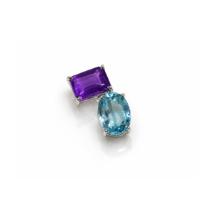 Blue Topaz oval & Amethyst Octagon | Silver pendant (gold plated) (Copy)