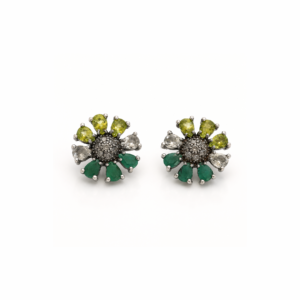 Period, white Topaz & Emarald | Silver Earring