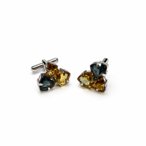 London Blue Topaz Trilliant & Citrine Trilliant | Silver cufflink