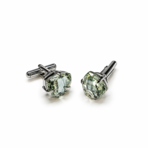 Green Amethyst Trilliant | Silver Cufflink