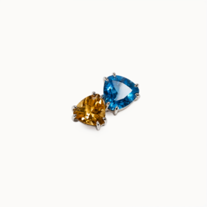 Citrine Trilliant & Blue Topaz Trilliant | Silver pendant