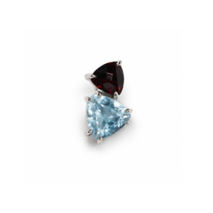 Garnet Trilliant & Blue Topaz Trilliant | Silver pendant