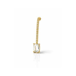 White Topaz Round/Octagon  | Gold Earring