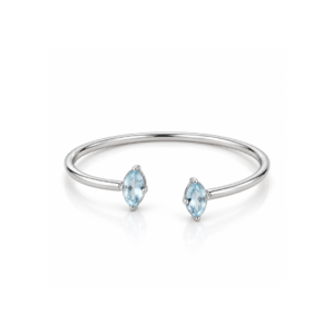 Blue topaz Marquise | Silver Bangle